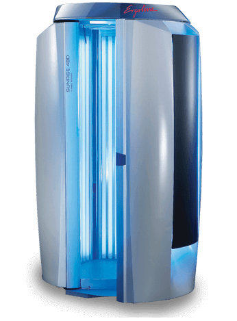 Ergoline Sunrise 480 vertical tanning booth.