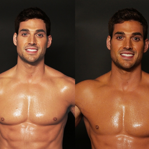 Before and after comparison of a mans spray tan results in Ottawa.
